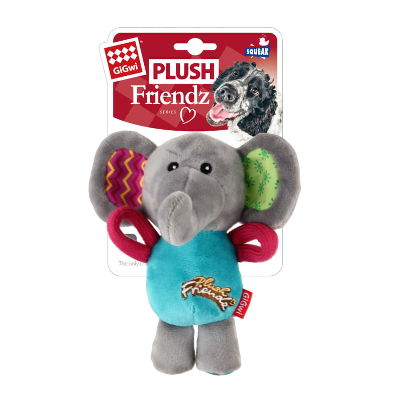 GIGWI ELEPHANT PLUSH FRIENDZ WITH SQUEAKER