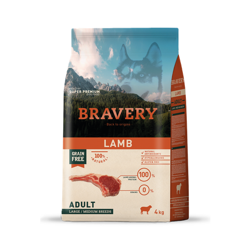 BRAVERY LAMB ADULT LARGE/MEDIUM BREED 4 KG