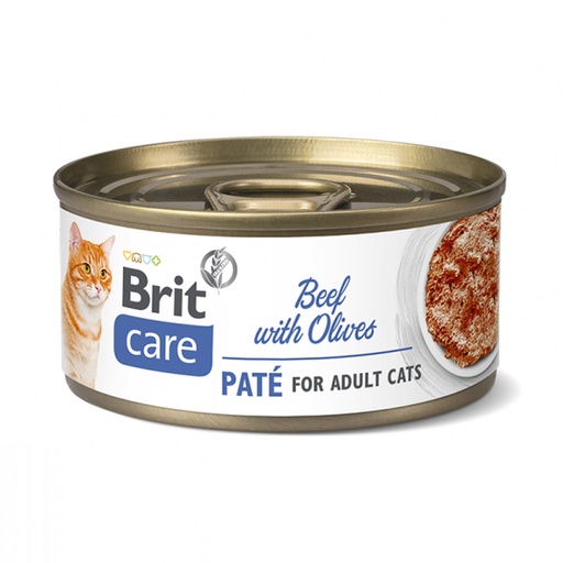 BRIT CARE CAT BEEF PATE WITH OLIVES 70 GR