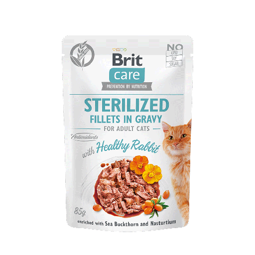 BRIT CARE CAT FILLETS IN GRAVY WITH HEALTHY RABBIT 85 G