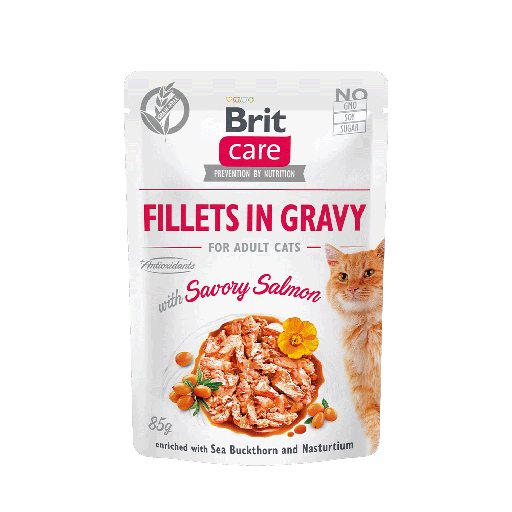BRIT CARE CAT FILLETS IN GRAVY WITH SABORY SALMON 85 G