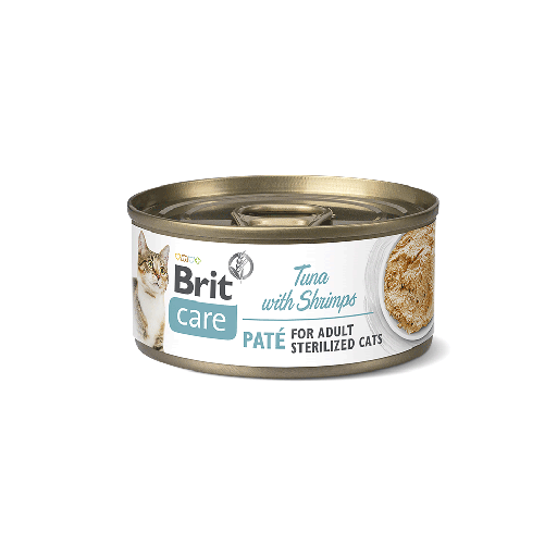 BRIT CARE CAT STERILIZED TUNA PATE WITH SHRIMPS  70 GR