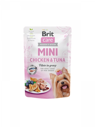 BRIT CARE MINI CHICKEN Y TUNA FILLETS POUCH 85GR