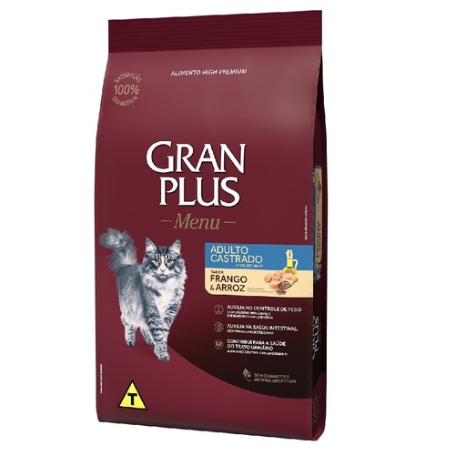 GRAN PLUS GATO ADULTO CASTRADO POLLO & ARROZ X 3 KG