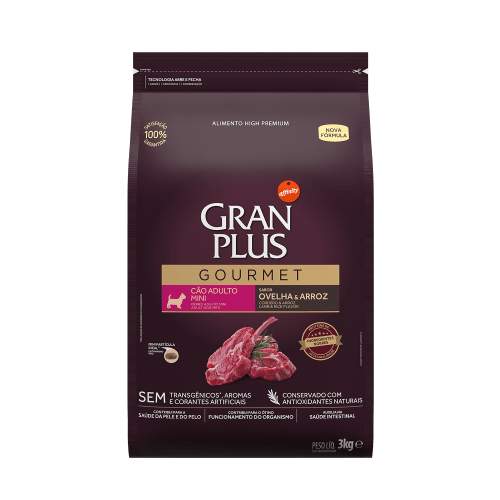 GRAN PLUS GOURMET PERRO ADULTO MINI CORDERO & ARROZ X 3KG