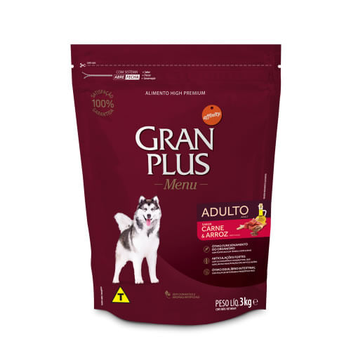GRAN PLUS PERRO ADULTO CARNE Y ARROZ X 3KG