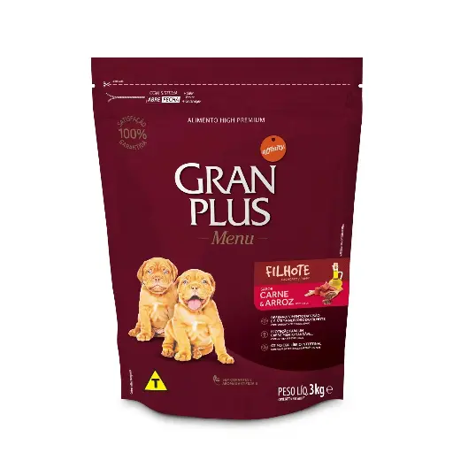 GRAN PLUS PERRO FILHOTE CARNE Y ARROZ X 3 KG (raza mediana y grande)
